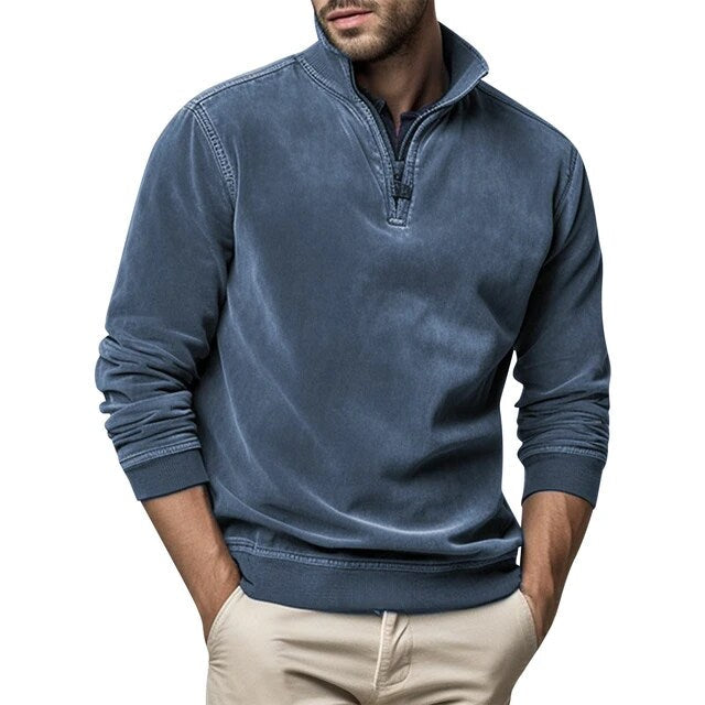 Adrien - Pull homme col camionneur zippé oversize et décontracté en maille