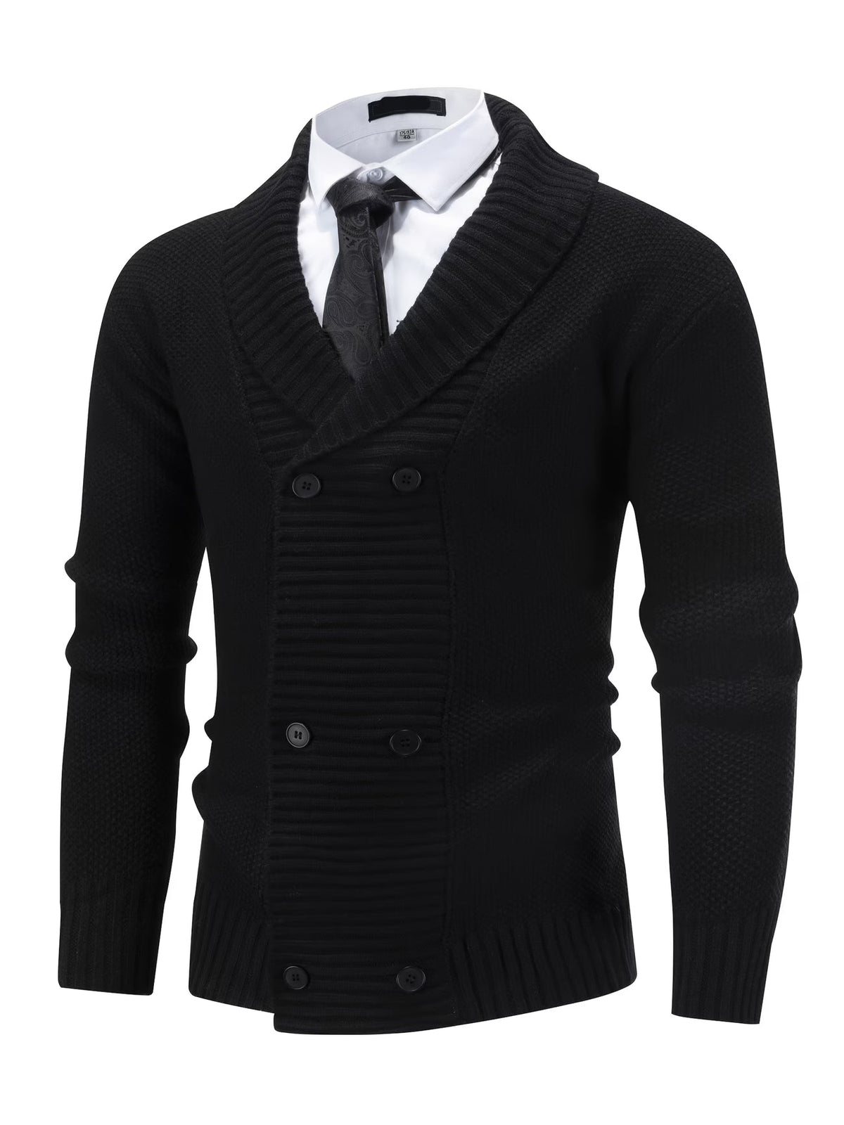 Antoine - Cardigan homme en maille habillé et croisé à col châle et chaud