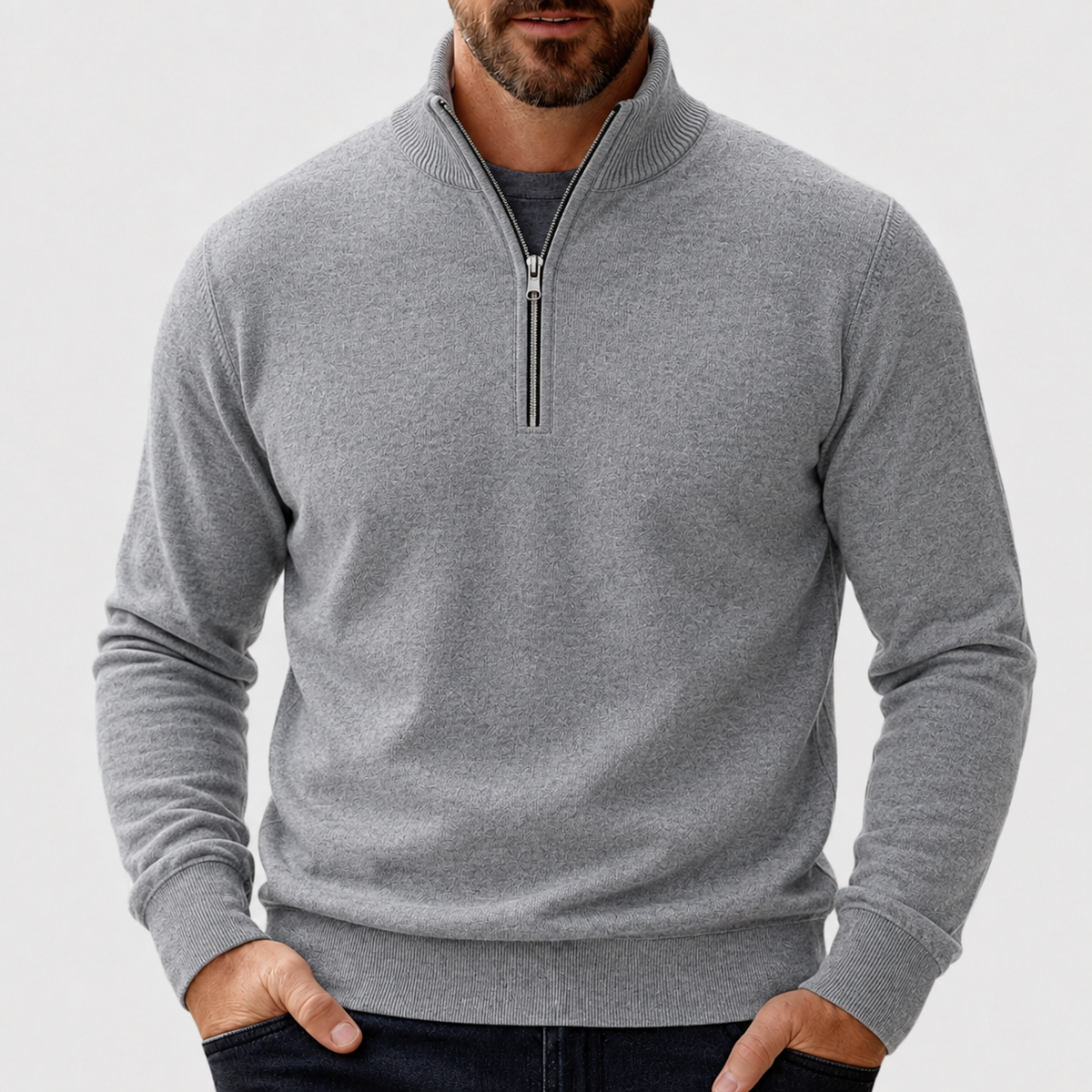 Antoine - Pull homme zippé à col camionneur en maille chic et chaud