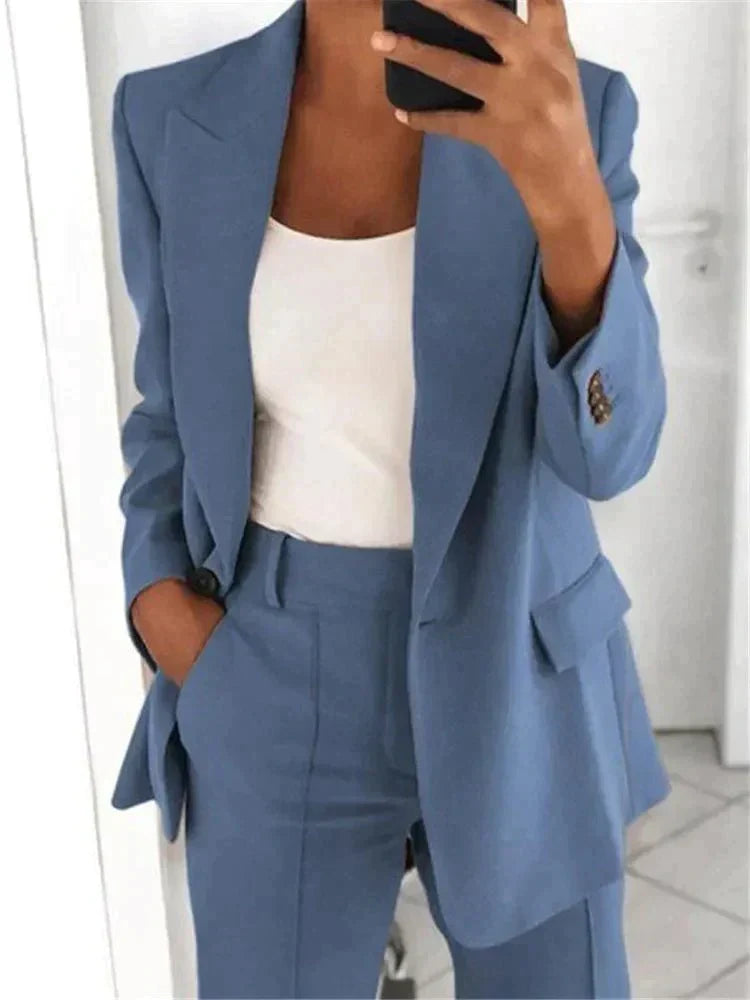 Camille - Tailleur Femme Casual Smart avec Blazer et Pantalon Large
