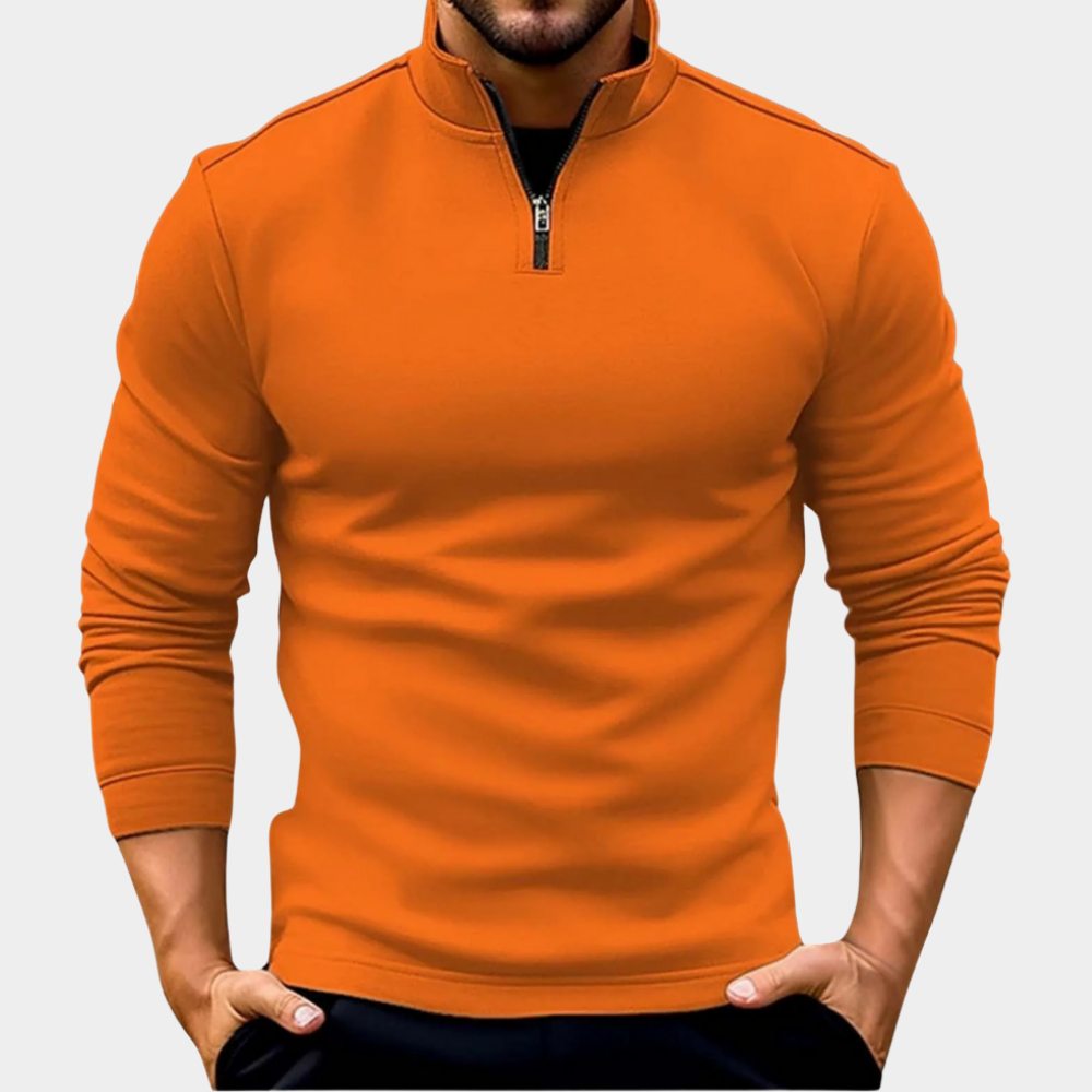 Clément - Pull homme col camionneur zippé ajusté et léger en maille fine
