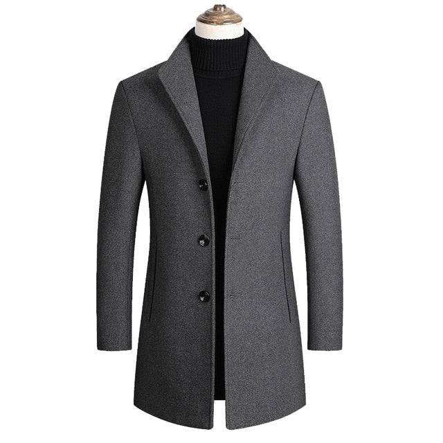 Gabriel - Manteau homme long d'hiver habillé et chaud avec col montant