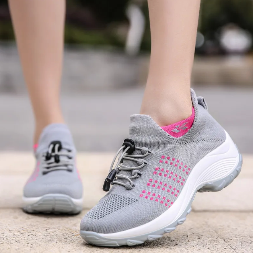 Inès - Baskets Orthopédiques Femme Tendance avec Semelle Compensée et Maintien Renforcé