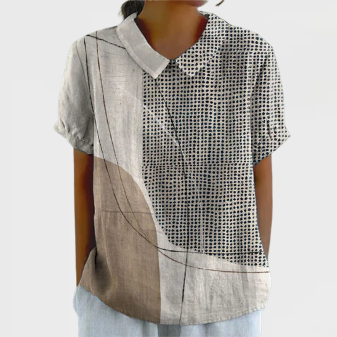 Jade - Chemise en Lin Femme Tendance avec Col Classique et Manches Courtes