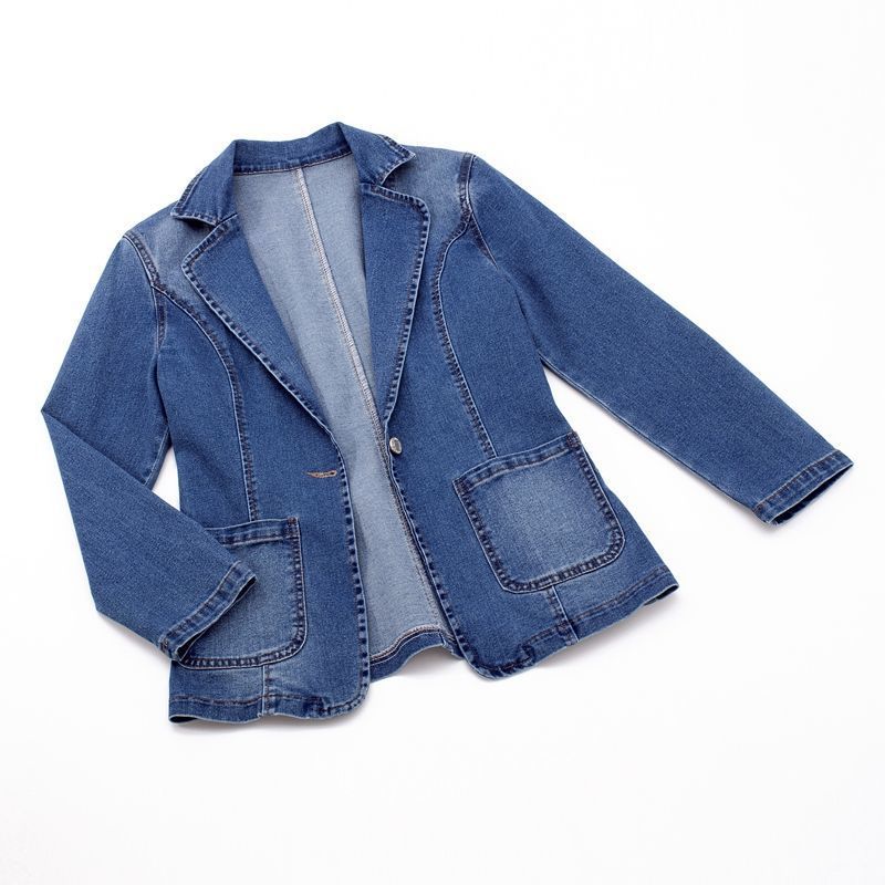Julie - Blazer femme en jean décontracté cintré et léger pour la mi saison