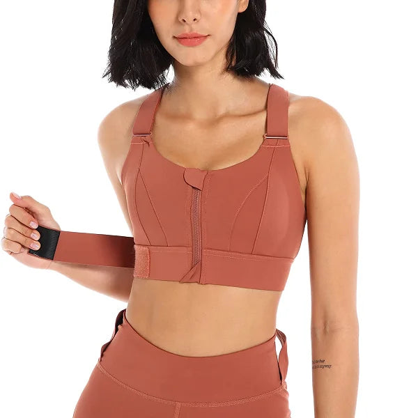 Léa - Brassière de sport femme maintien fort et confortable à zip devant