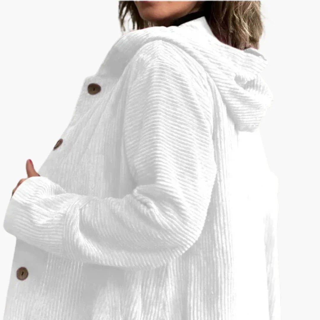 Lina - Veste femme côtelée oversize longue et décontractée à capuche