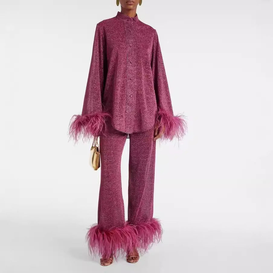 Louise - Ensemble femme coordonné de noël ample scintillant chic et glamour