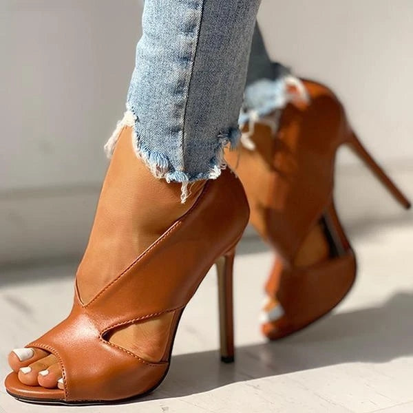 Louise - Sandales Orthopédiques à Talon Aiguille Femme avec Découpes Croisées Style Élégant