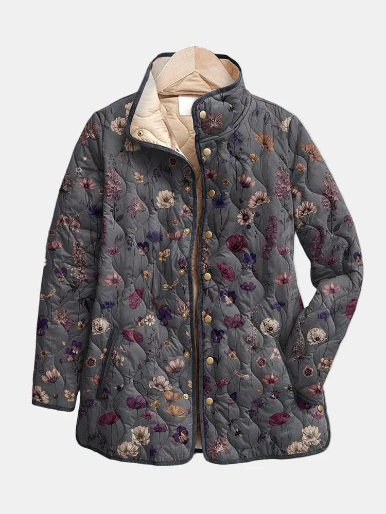 Louise - Veste femme matelassée fleurie mi saison chic et doublée