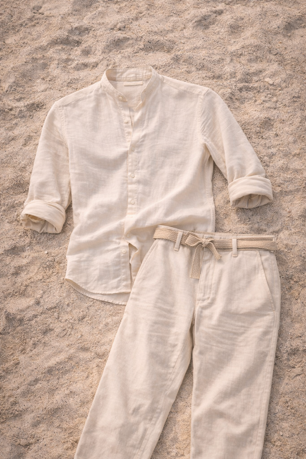 Lucas - Ensemble en Lin Homme Chemise et Pantalon Coordonnés Style Bohème