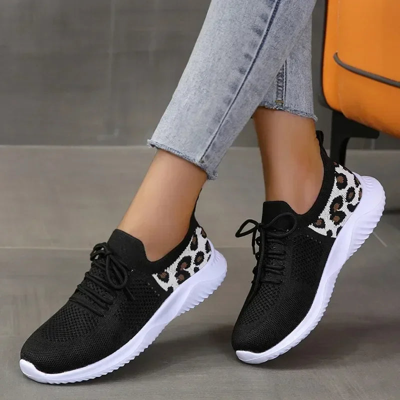 Lucie - Chaussures Orthopédiques Femme Tendance avec Empiècement Léopard