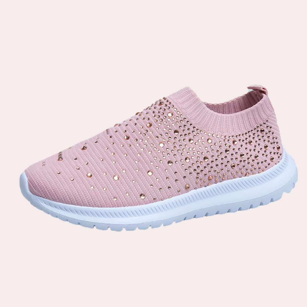 Marion - Baskets Orthopédiques Femme Slip-On avec Strass et Semelle Souple