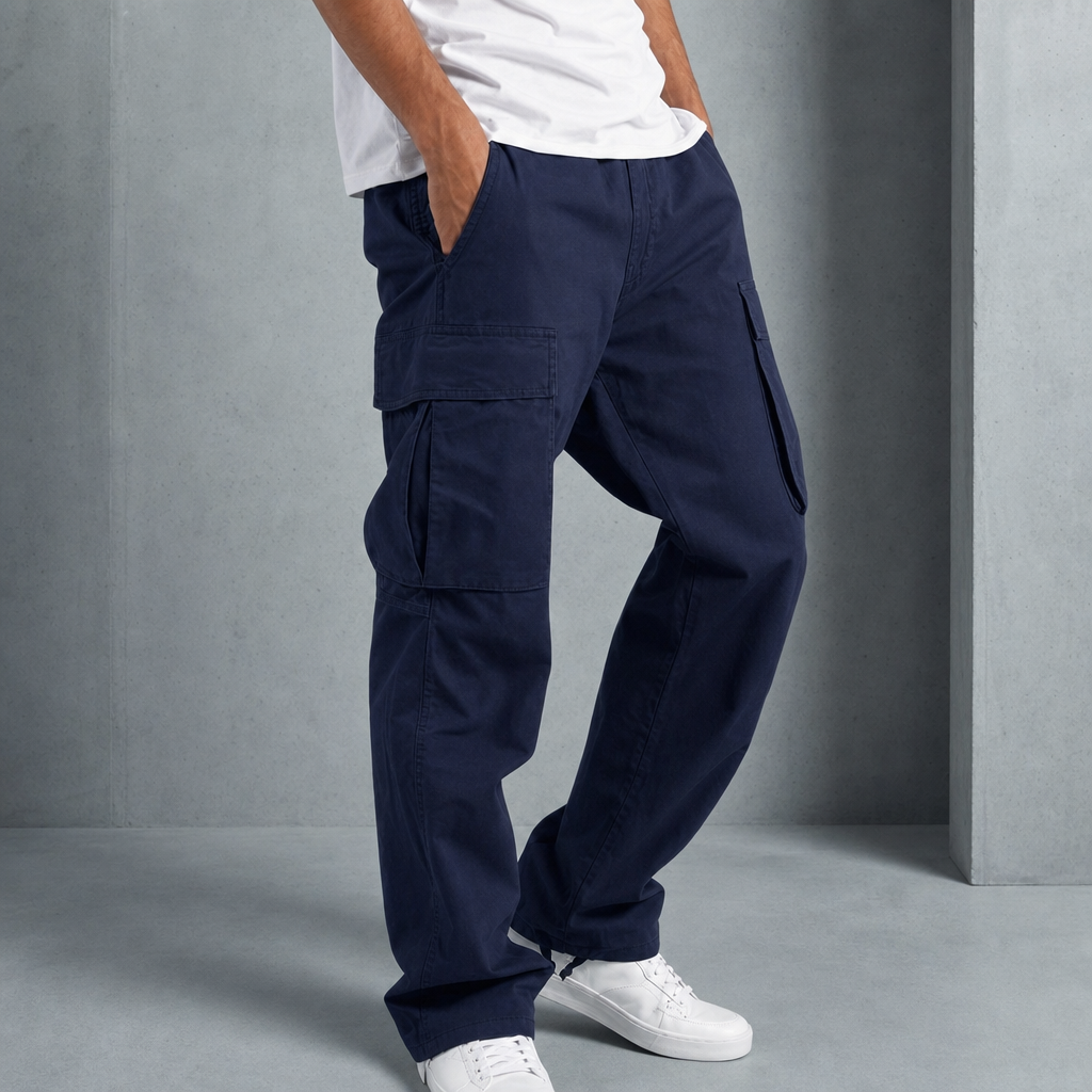 Maxime - Pantalon cargo homme large et décontracté avec taille élastique