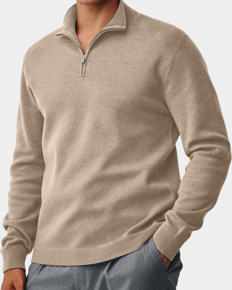 Maxime - Pull homme zippé décontracté en maille légère avec col montant
