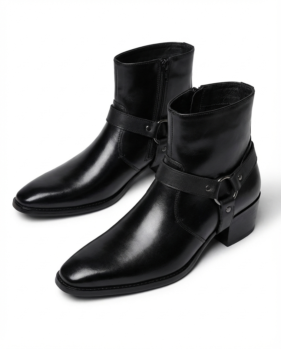 Nathan - Bottines homme habillées et chaudes à talon avec boucle latérale