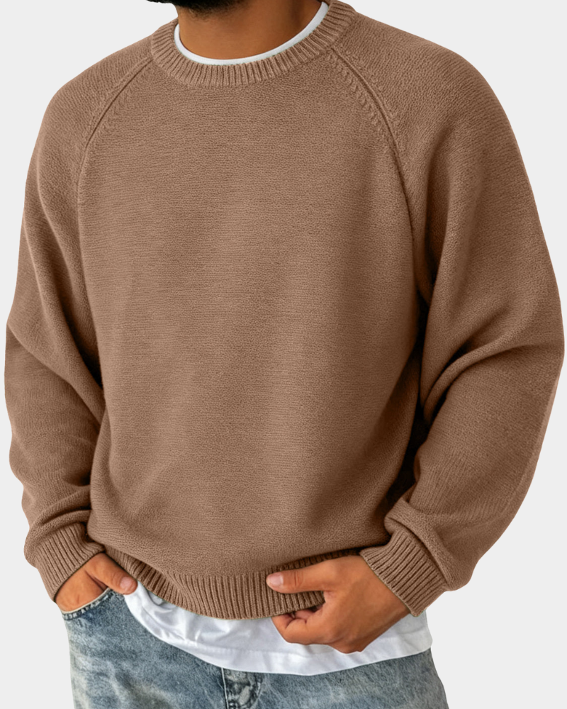 Nathan - Pull homme col rond en maille chaud et confortable avec coupe ample