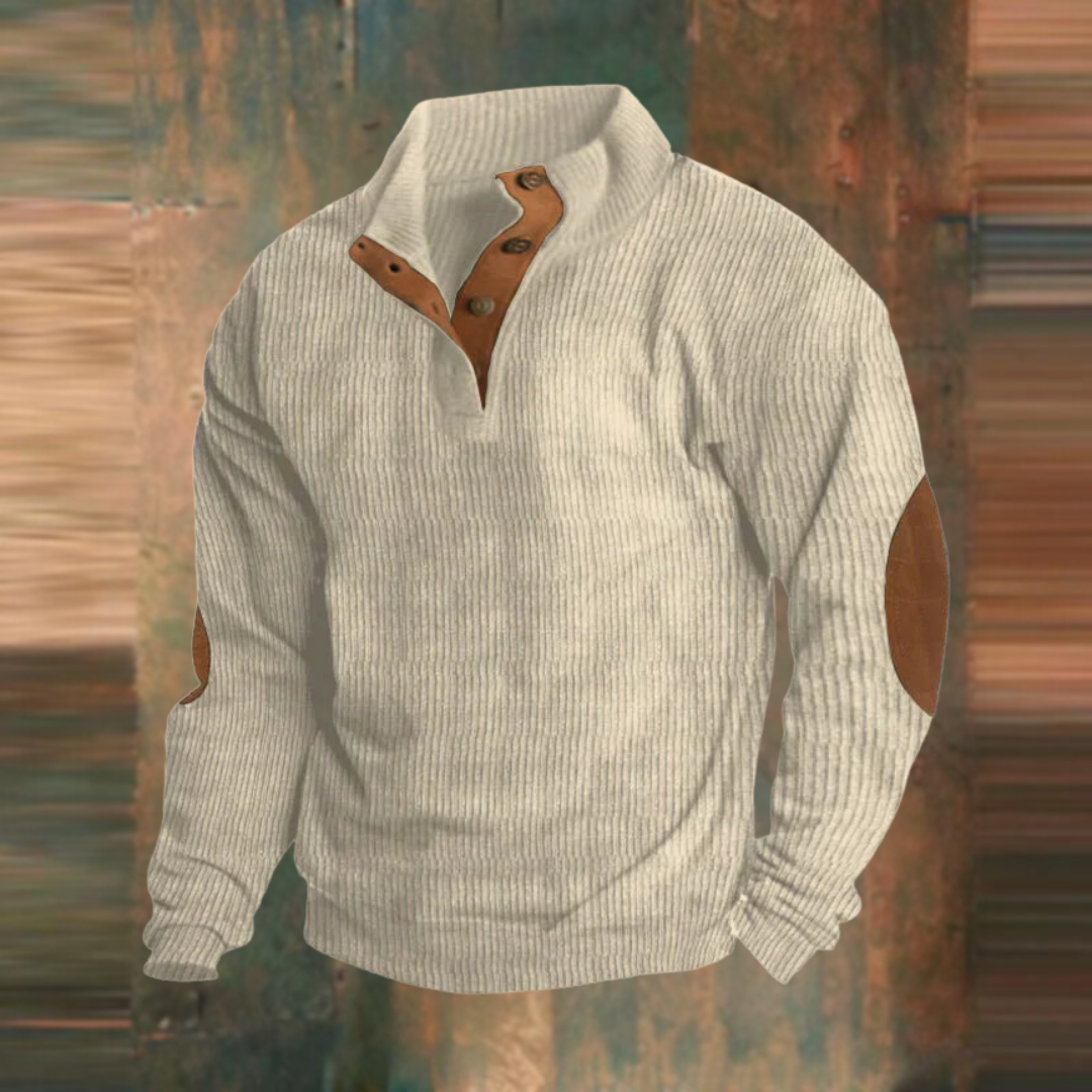Nicolas - Pull Homme Confort en Maille avec Col Montant et Boutons