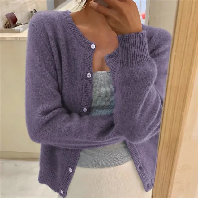Élise - Gilet Femme en Maille Douce avec Col Rond et Boutonnage Fin