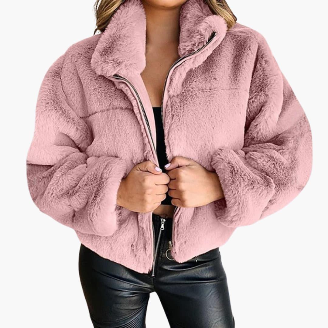 Élise - Veste d’hiver femme oversize courte zippée douce et chaude