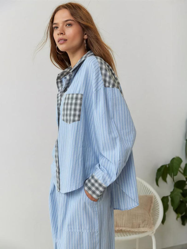 Alice - Pyjama femme à carreaux ample doux et confortable à manches longues