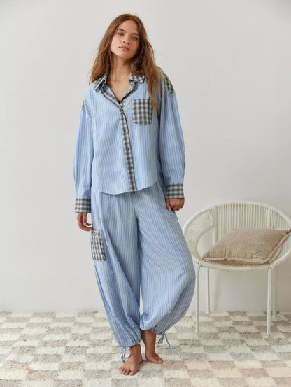 Alice - Pyjama femme à carreaux ample doux et confortable à manches longues