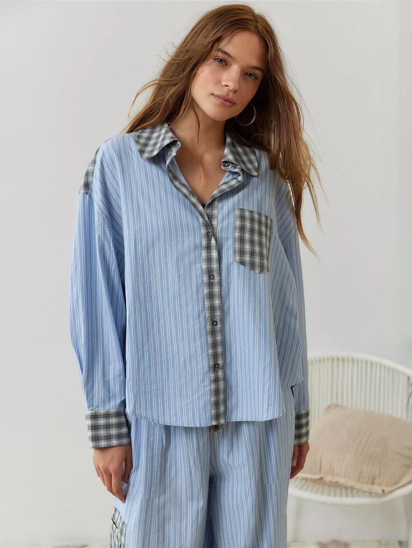 Alice - Pyjama femme à carreaux ample doux et confortable à manches longues