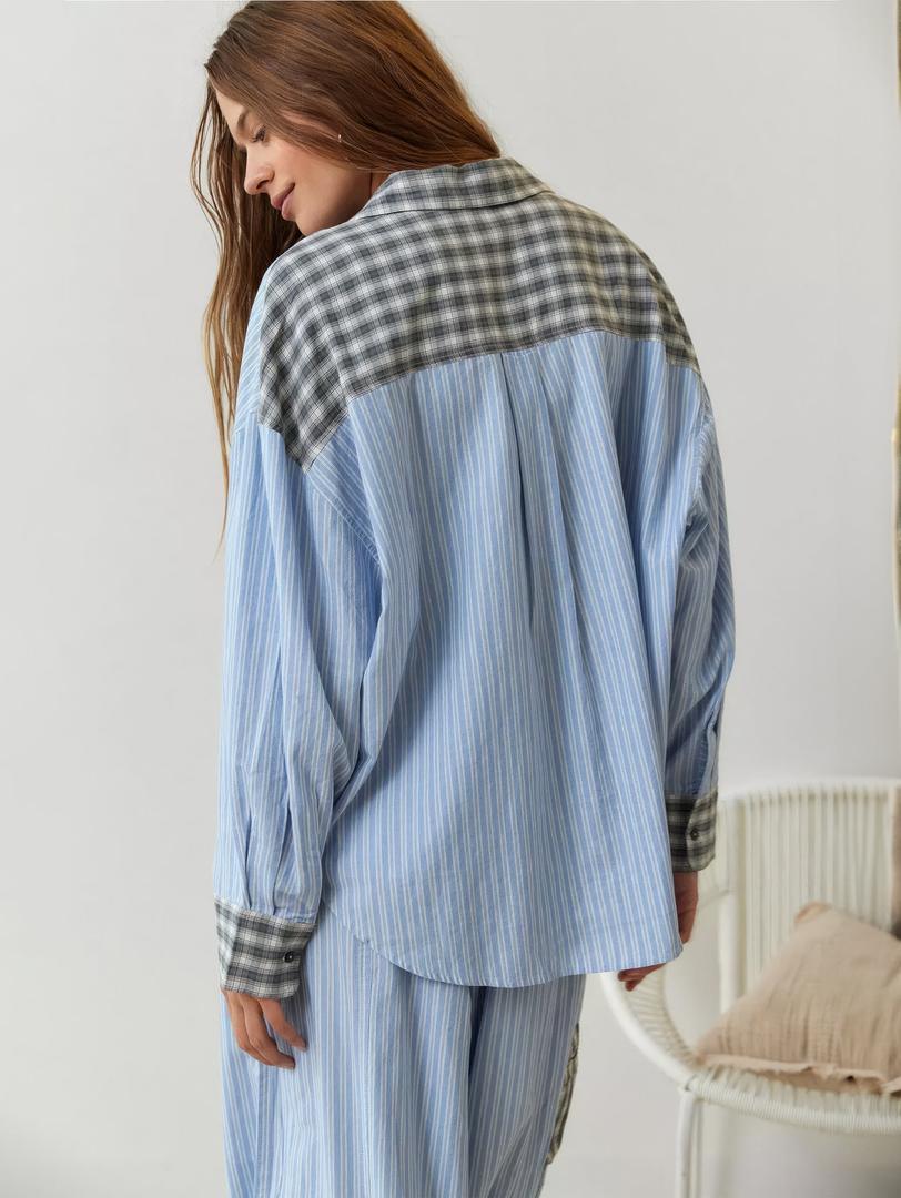 Alice - Pyjama femme à carreaux ample doux et confortable à manches longues
