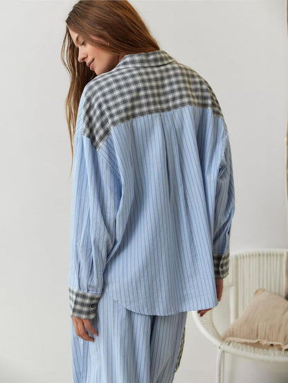 Alice - Pyjama femme à carreaux ample doux et confortable à manches longues