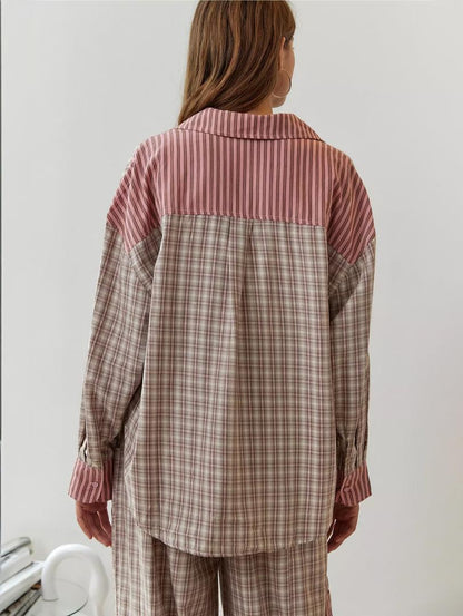 Alice - Pyjama femme à carreaux ample doux et confortable à manches longues
