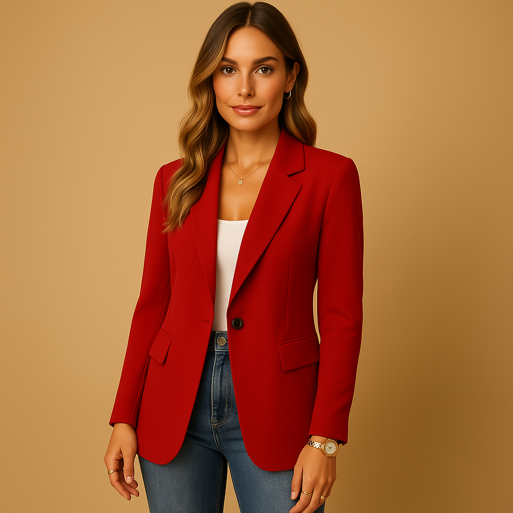 Amélie - Blazer Femme d'Automne Élégant avec Col Cranté et Un Bouton