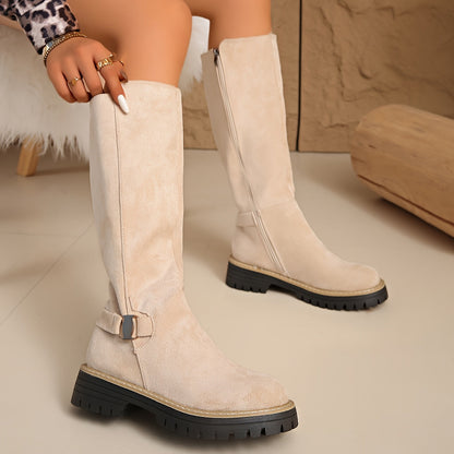 Amélie - Bottes Femme Automne Hautes avec Semelle Crantée et Tige Ajustée