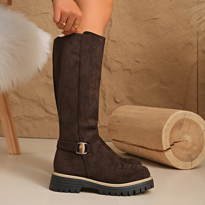 Amélie - Bottes Femme Automne Hautes avec Semelle Crantée et Tige Ajustée