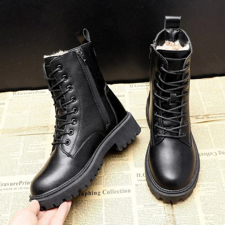 Amélie - Bottines Femme à Lacets pour l'Automne avec Doublure Polaire