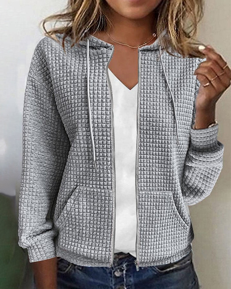 Amélie - Gilet Femme Hoodie en Maille Zippé avec Capuche pour l'Automne