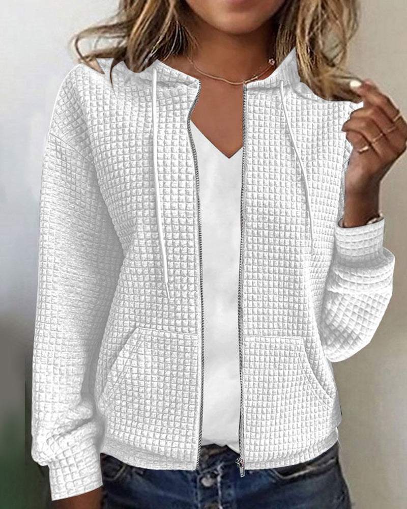 Amélie - Gilet Femme Hoodie en Maille Zippé avec Capuche pour l'Automne