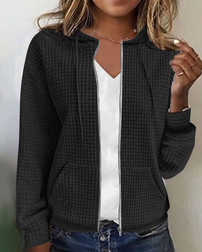 Amélie - Gilet Femme Hoodie en Maille Zippé avec Capuche pour l'Automne