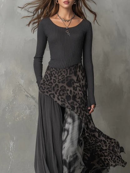 Amélie - Robe Maxi Femme Bohème à Manches Longues avec Jupe Superposée