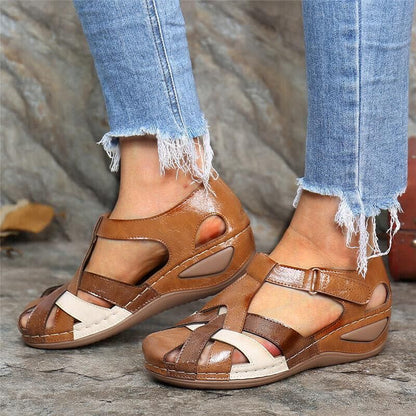 Amélie - Sandales Orthopédiques Femme Tressées avec Semelle Compensée Vintage