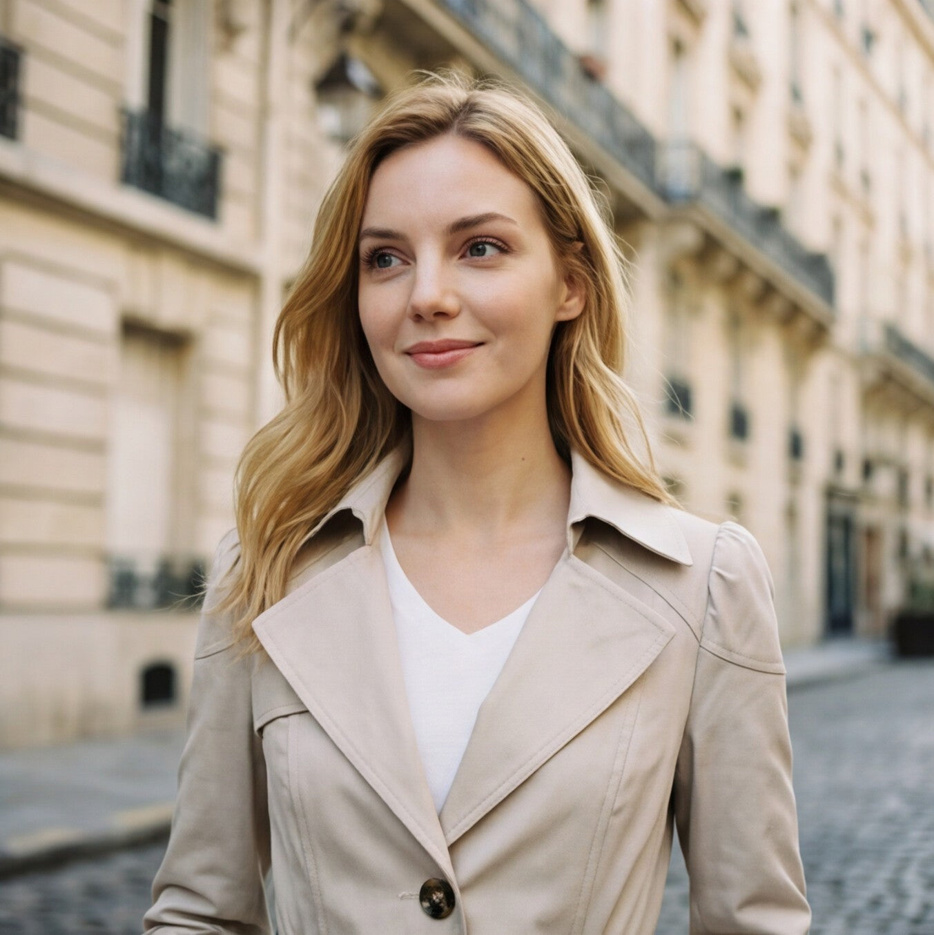 Amélie - Trench Femme Léger Mi-Long Boutonné avec Col Cranté Élégant