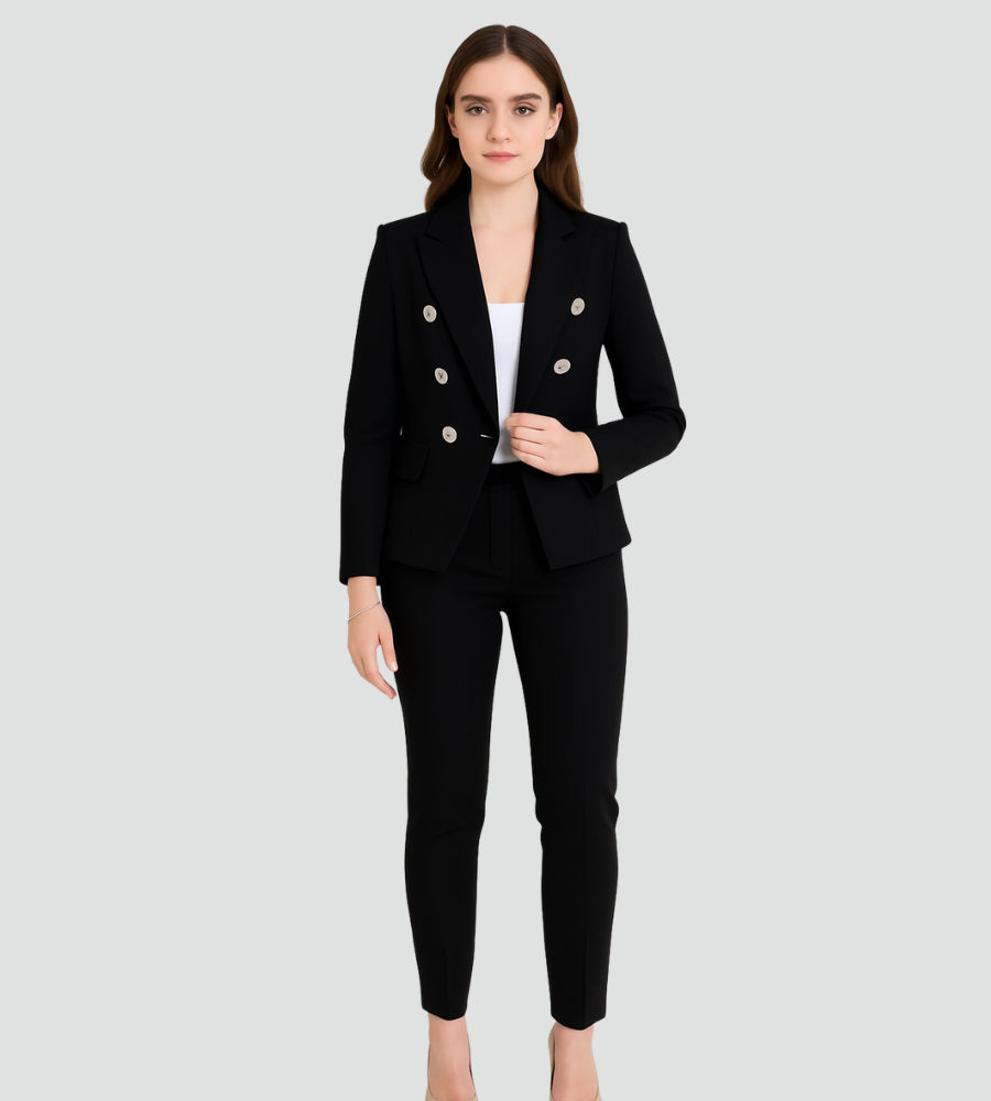 Anaïs - Ensemble tailleur femme avec blazer croisé ajusté et habillé pour le bureau