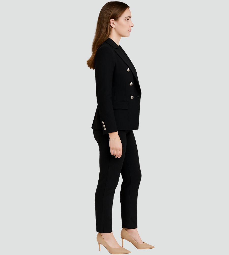 Anaïs - Ensemble tailleur femme avec blazer croisé ajusté et habillé pour le bureau
