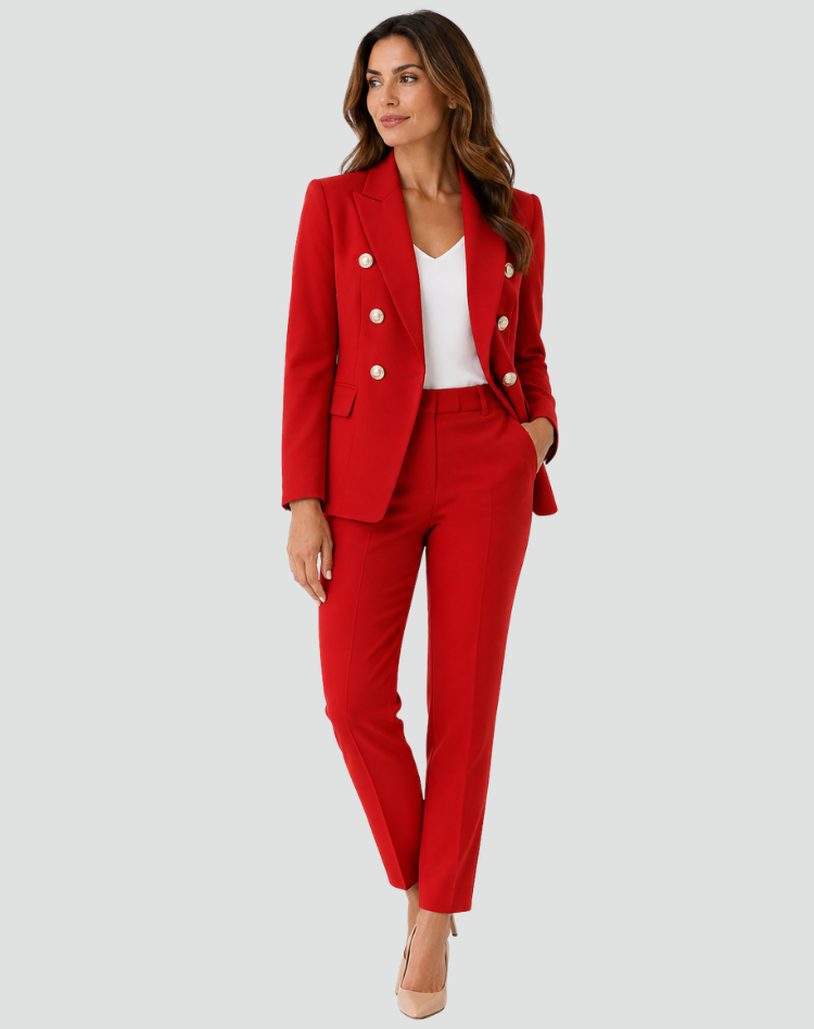 Anaïs - Ensemble tailleur femme avec blazer croisé ajusté et habillé pour le bureau