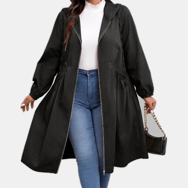 Anaïs - Imperméable femme long et coupe-vent à capuche grande taille
