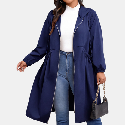 Anaïs - Imperméable femme long et coupe-vent à capuche grande taille
