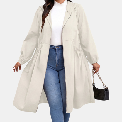Anaïs - Imperméable femme long et coupe-vent à capuche grande taille