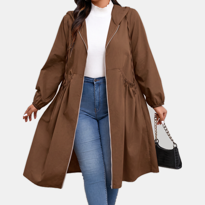 Anaïs - Imperméable femme long et coupe-vent à capuche grande taille