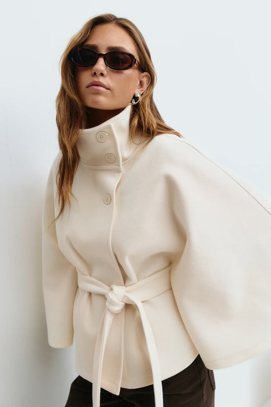 Anaïs - Trench Court Femme Ceinturé et Élégant pour l'Automne