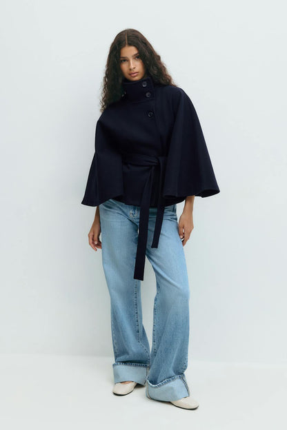 Anaïs - Trench Court Femme Ceinturé et Élégant pour l'Automne