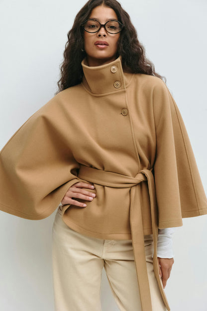 Anaïs - Trench Court Femme Ceinturé et Élégant pour l'Automne